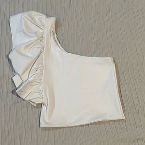 Zara One-Shoulder Ruffle Crop